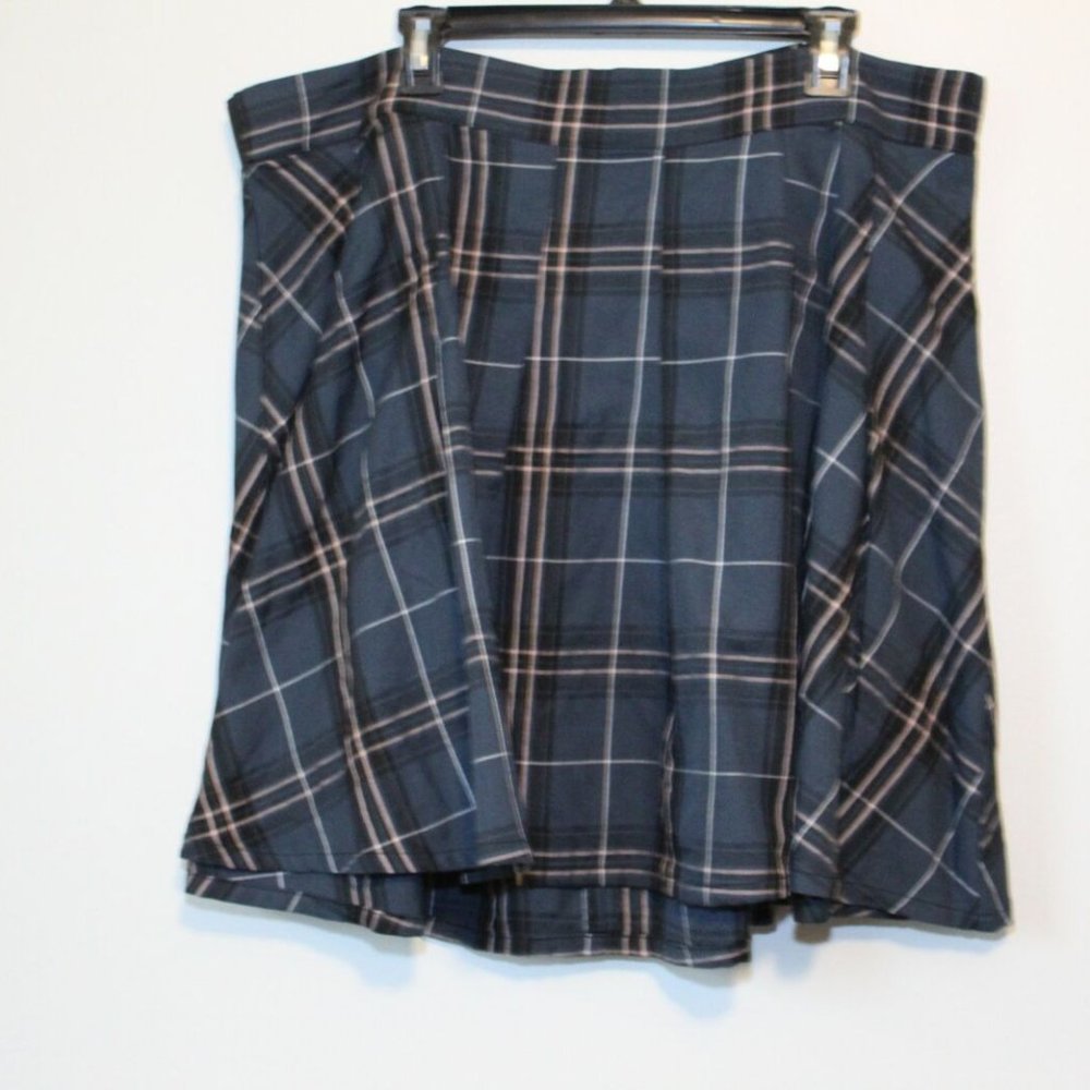 Torrid Navy Plaid Twill Pleated Mini Skirt Stretch Grunge Plus Size 2 2X H12881 - Picture 2 of 11